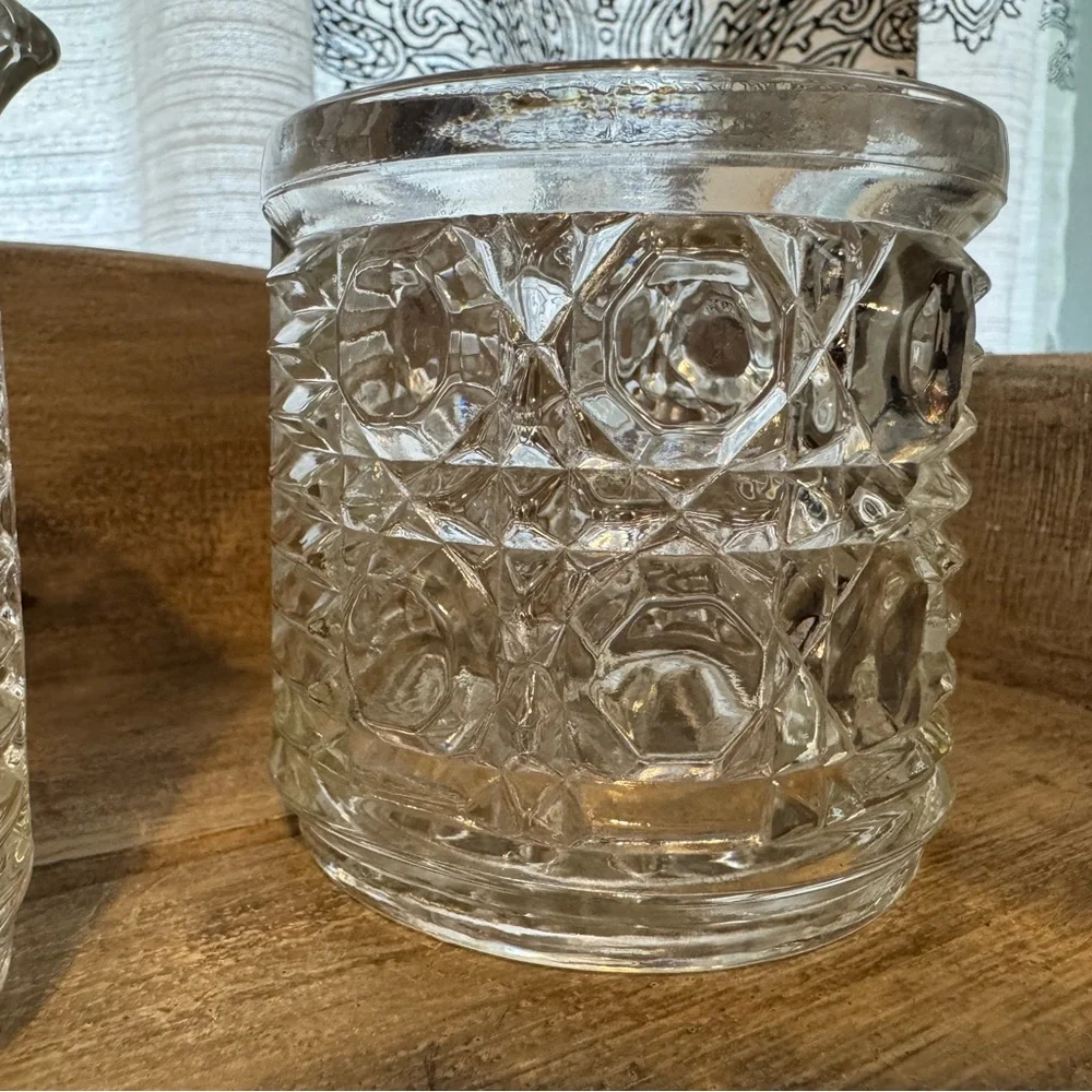 Vintage Federal Glass Windsor Button and Cane Set
